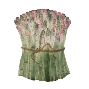 Placa de pared con salvamanteles de espárragos de cerámica pintada a mano, hecha en Italia