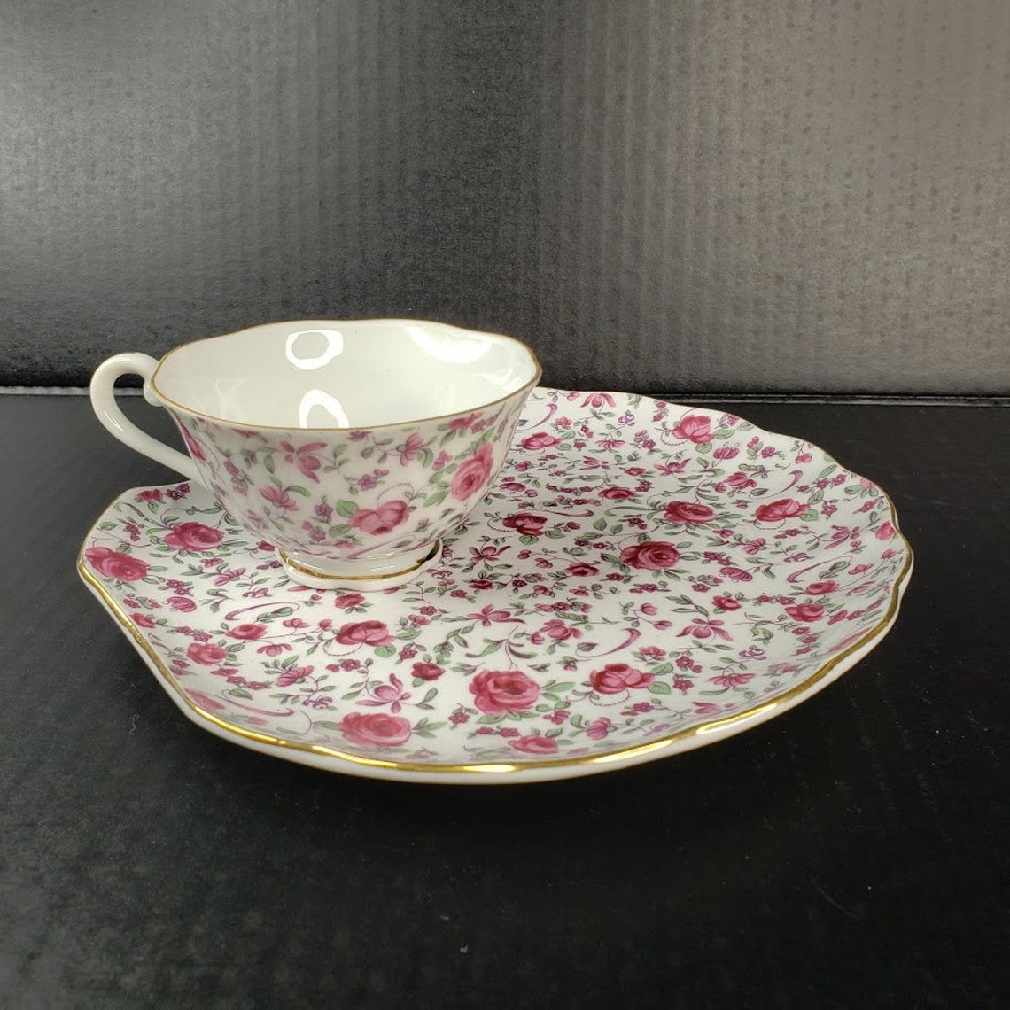 Yada China Luncheon Set Tea Cup and Snack Plate Rose Chintz Etsy