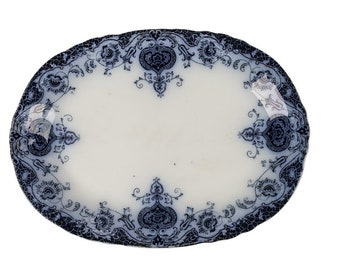 Antique Wedgwood Flow Blue Serving Dish Platter Semi Porcelain Made in England