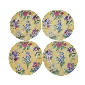 Sakura Dessert Salad Plates Creme Brulee Pattern Designed by Sue Zipkin Set of 4 Vintage 8 1/8&quot;