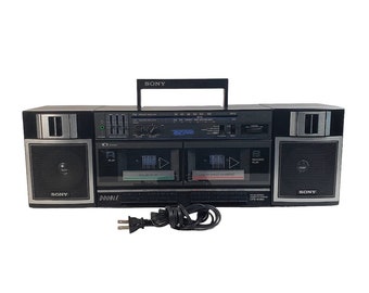 Sony Portable AM/FM Double Cassette-Corder Boom Box CFS-W360 Vintage 1980s Works Watch Video to Hear Sound