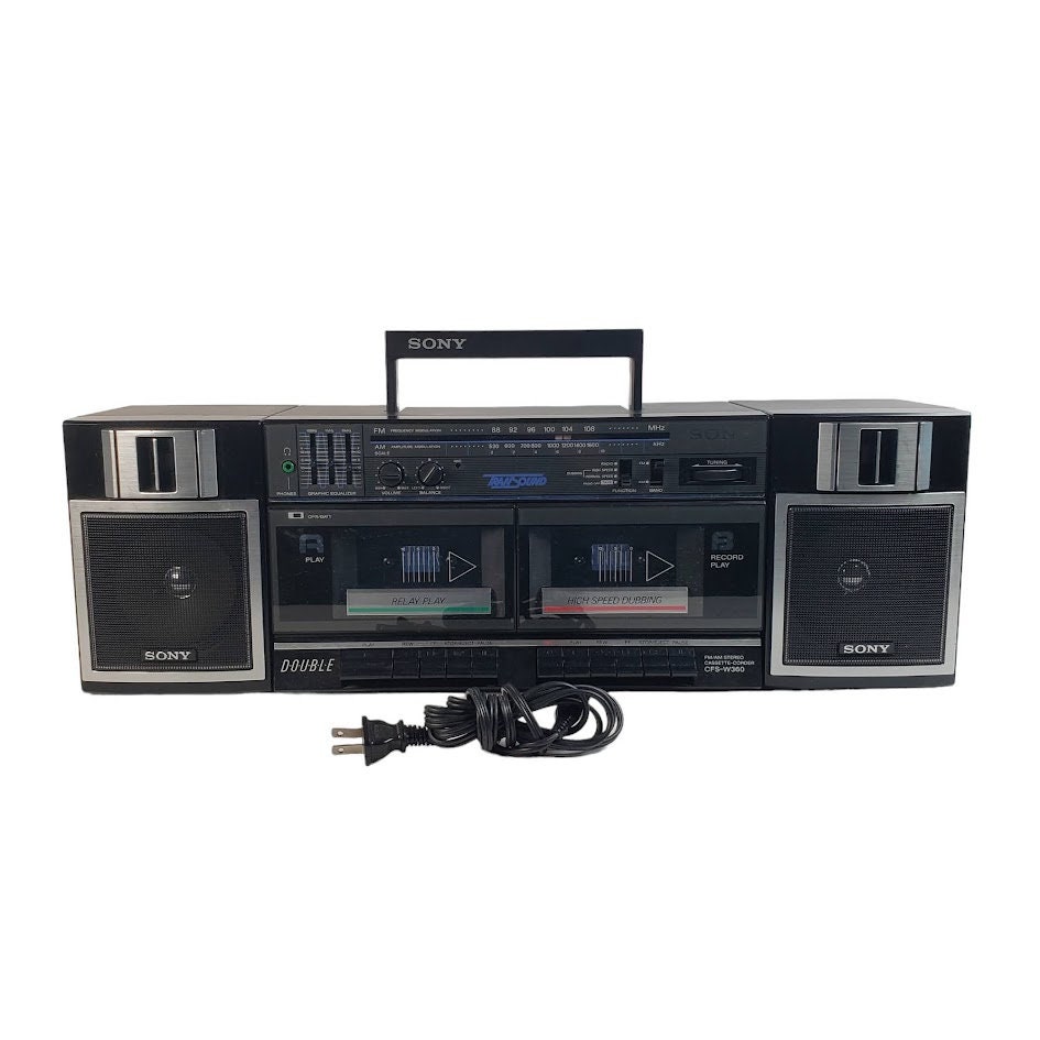 Sony Portable AM/FM Double Cassette-corder Boom Box CFS-W360