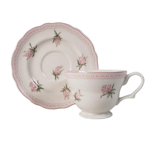 Westbury Court Jessica McClintock Stephanie Cup and Saucer Dotted Swiss Roses