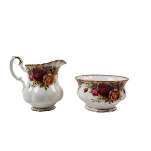 Royal Albert Old Country Roses Creamer & Open Sugar Bowl Bone China Vintage