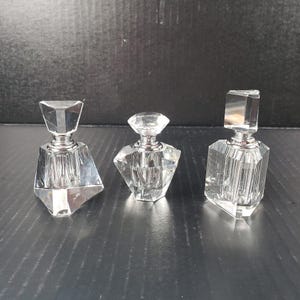Vintage Oleg Casini Crystal Perfume Bottle Trio Empty 3 Shapes Original Dobbers Never Used