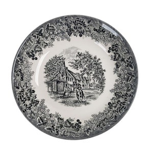 Vintage Wedgwood Queens Ware Salad Bowl Chiddingstone Kent Made in England Black Transferware