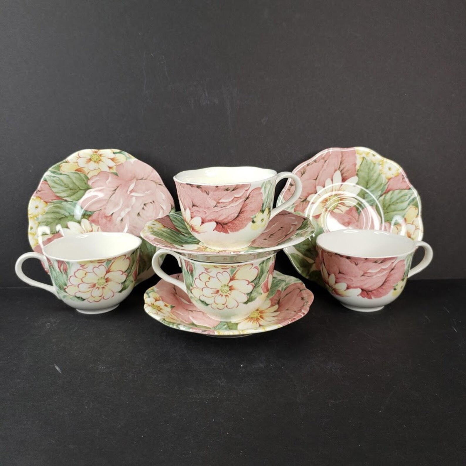 Vintage Nikko Tableware Rose Pattern Tea Cups and Saucers 2 Etsy