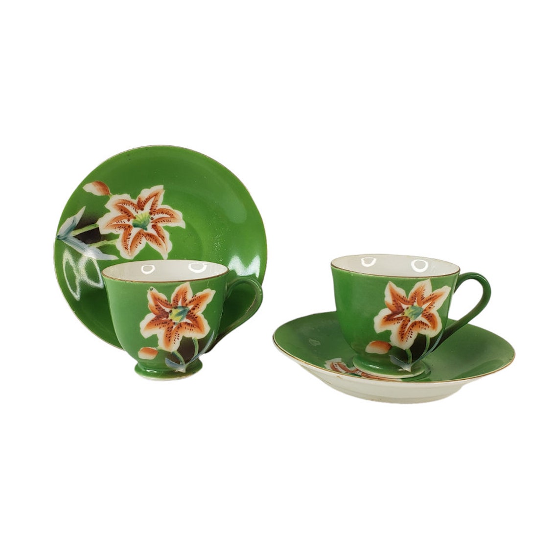 Vintage Porcelain Tea Cups and Saucers Made in Occupied Japan Etsy