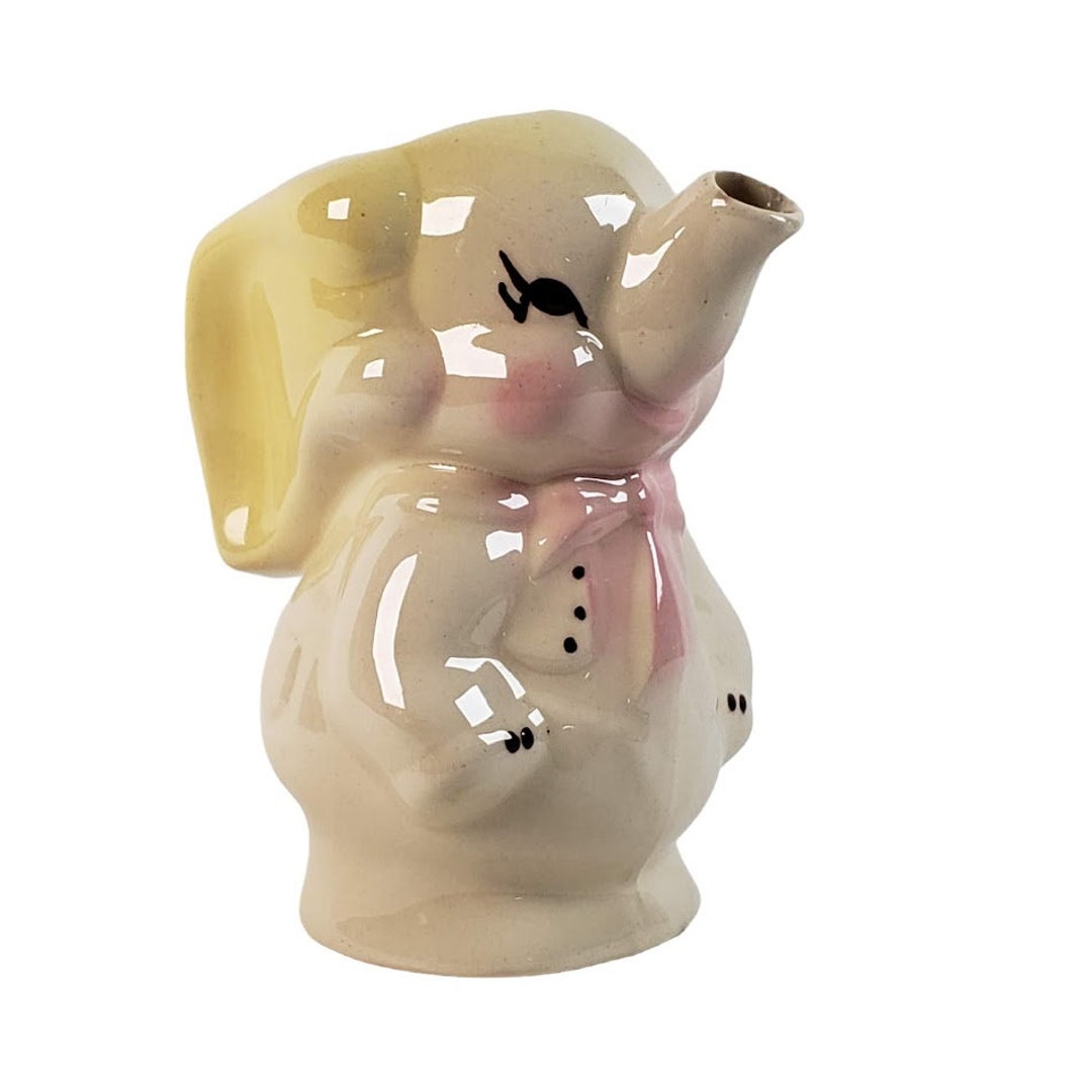 Vintage Elephant Planter Trunk up Hand Painted Ceramic C1950s Etsy