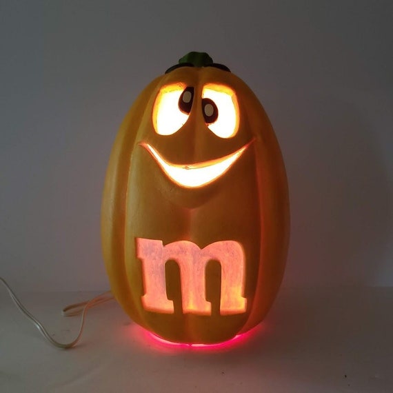 M&M Lighted Halloween Pumpkin Foam Blow Mold 1998 Trendmasters by