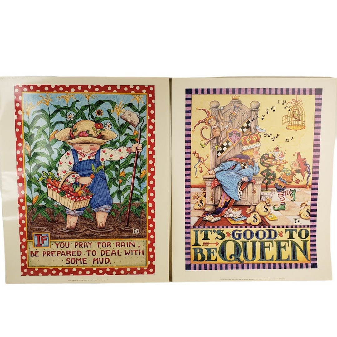 Mary Engelbreit Posters Good to Be Queen and If You Pray for - Etsy