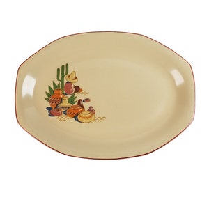 Homer Laughlin Serving Platter Old Yellowstone Mexicana Pattern W-440 11 1/2" c1940s