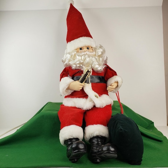 Vintage 1989 Telco Animated Santa Claus Sit on Mantle Head Arms