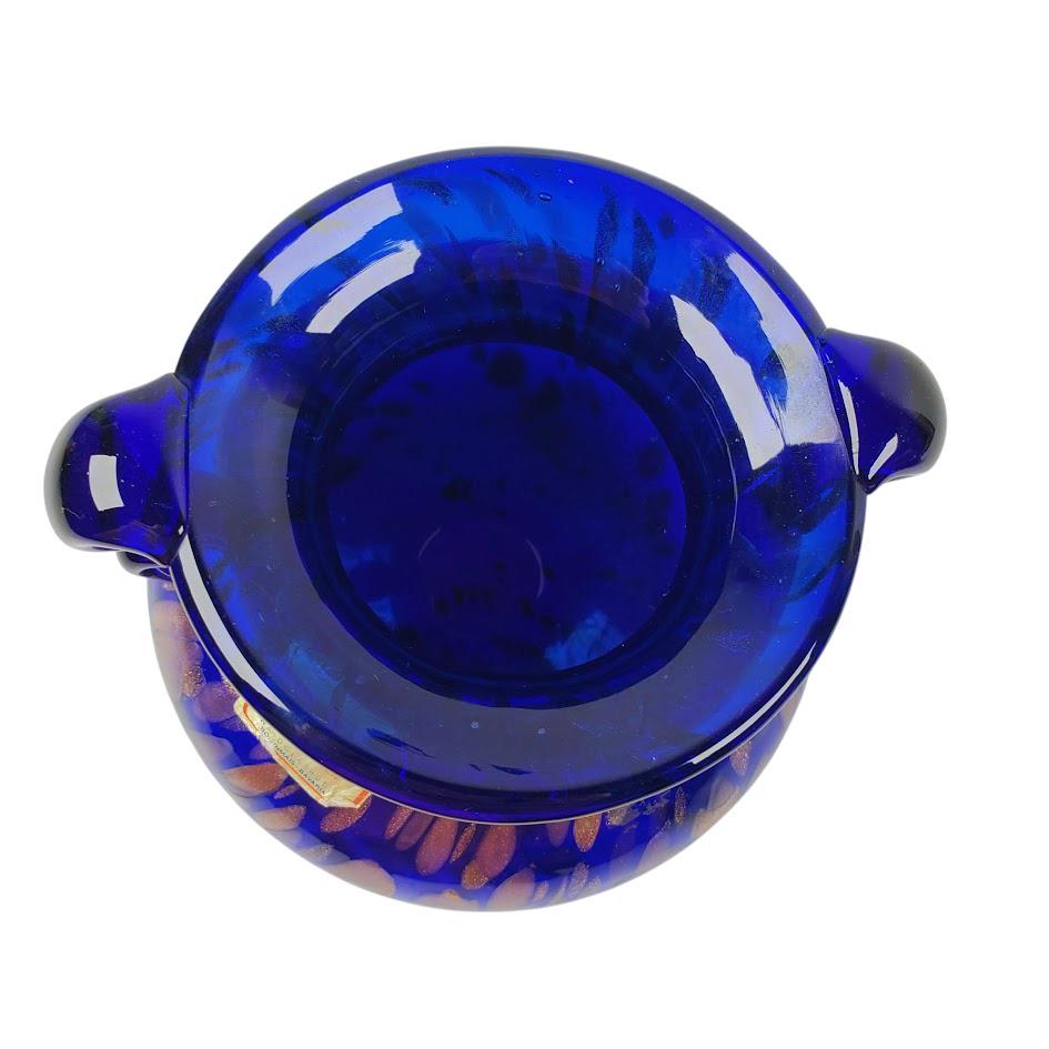 ヨスカデザイン シルバーバーグクリスタルガラス花瓶 コバルトブルー