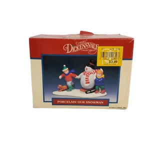 Vintage Lemax Village Collection Accessory Porcelain Our Snowman Figurine c1993