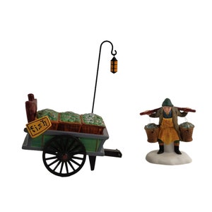 Department 56 ヘリテージ ビレッジ コレクション アクセサリー「チェルシー マーケット 魚屋とカート」 手描き 5814-9