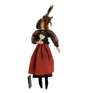 Lalka ludowa Phoebe Greathouse Winifred Baxter Cloth Folk Art, serwis aukcyjny Burt's Auction Service Bidder, 1995, OOAK, ręcznie robiona
