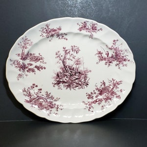 Vintage Johnson Brothers Pastorale Toile de Jouy Serving Platter Lavender Made in England