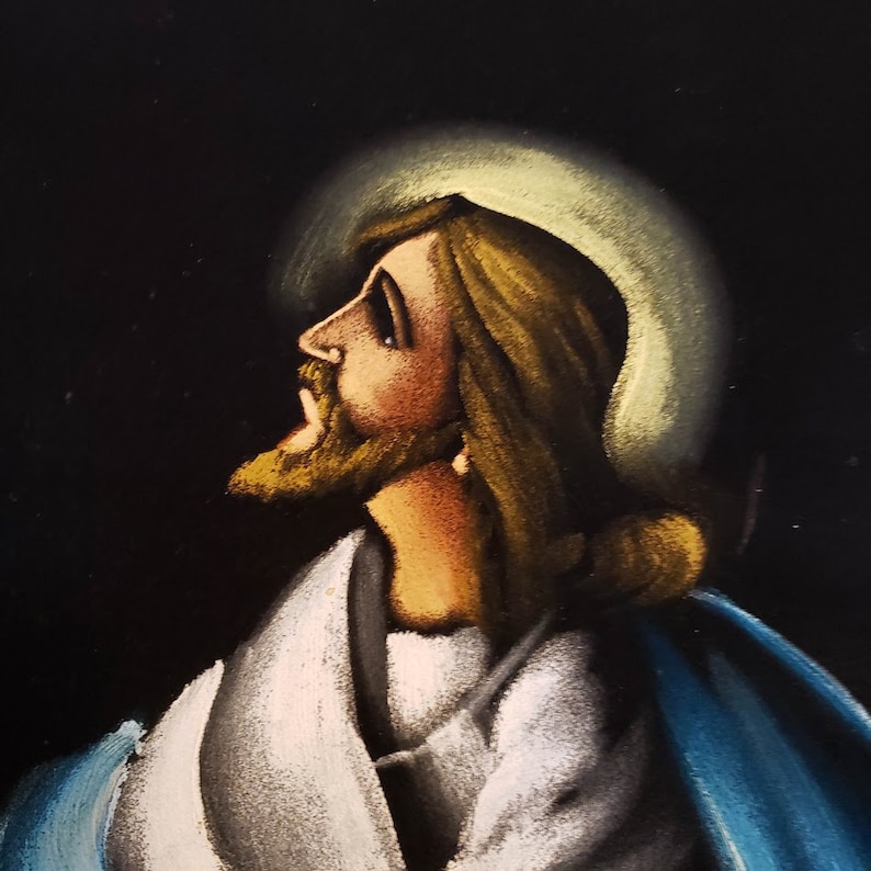 Jesus Velvet Oil Painting Praying at Garden of Gethsemane Etsy