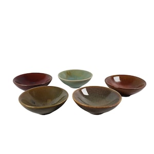 Fudoh Gama Rice Bowl Japanese Earthenware Art Pottery Made in Japan Set of 5