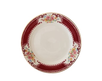 Vintge Homer Laughlin Lady Alice Majestic Brittany 1/4" Red c193 Bread Plate 6 1/4" c1939