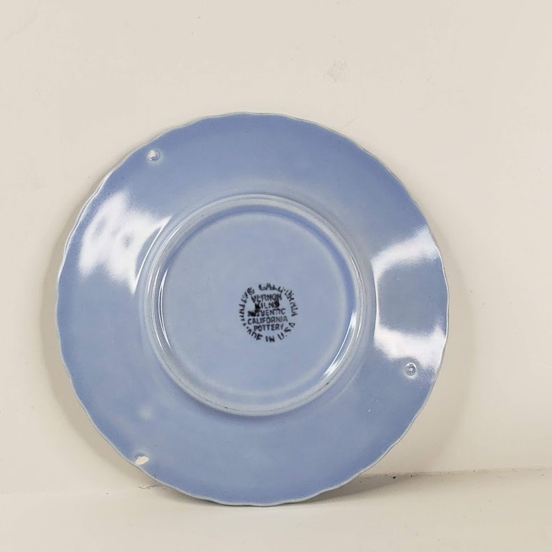 Small chip on cup edge Vernon Kilns Native California Pottery Cup and Saucer Blue