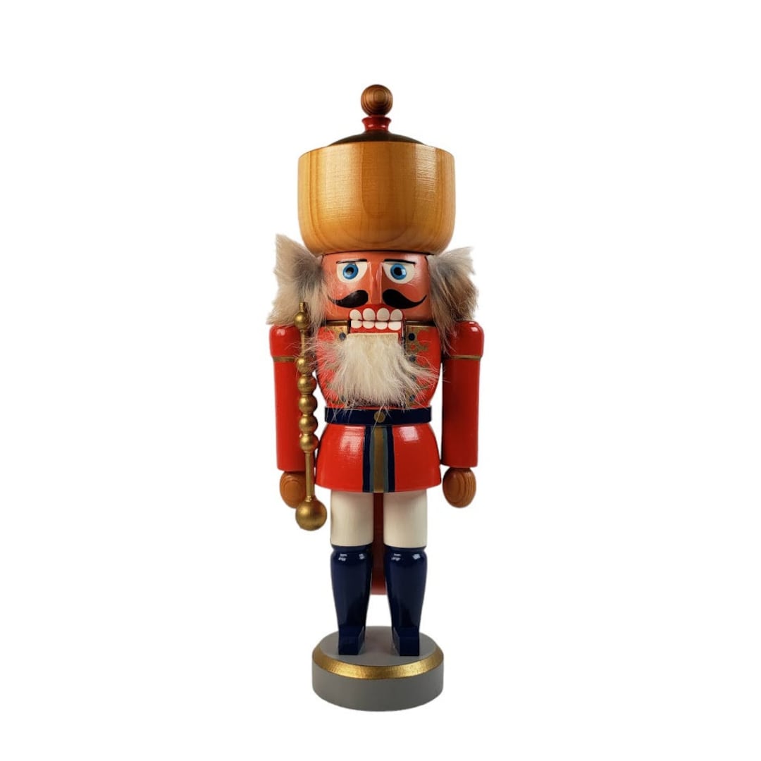 Expertic Nutcracker King Erzgebirge Germany Hand Made Wood 1982 GDR