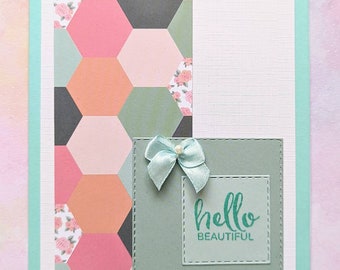 Someone Special Greetings Card, Birthday Card, Friendship Card, Flower Card, Card, Blank Card, Hexagon Birthday Card, Hello Beautiful Card