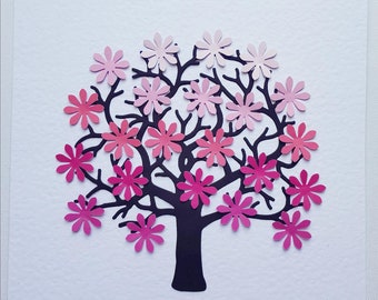 Pink Tone Daisy Tree - Box Frame