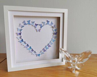 Blue Butterfly Heart Frame, Purple Butterfly Heart Frame, Heart Box Frame, Heart Picture Frame, Butterfly Frame, Valentines Gift, For Her