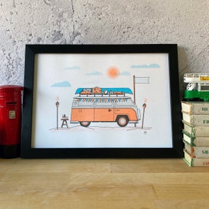 VW Camper Van Risograph Print