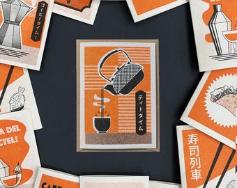 Tea Time! - Risograph Mini Greeting Card