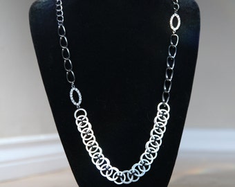 Black and Silver Helmweave Necklace