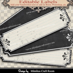 Printable Blank Labels add your text digital paper craft supplies scrapbooking tags instant download collage sheet