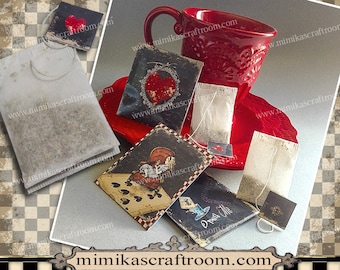 Printable Alice in Wonderland Tea Bag Envelope Party Holder  Diy Paper Crafting- instant download collage sheet
