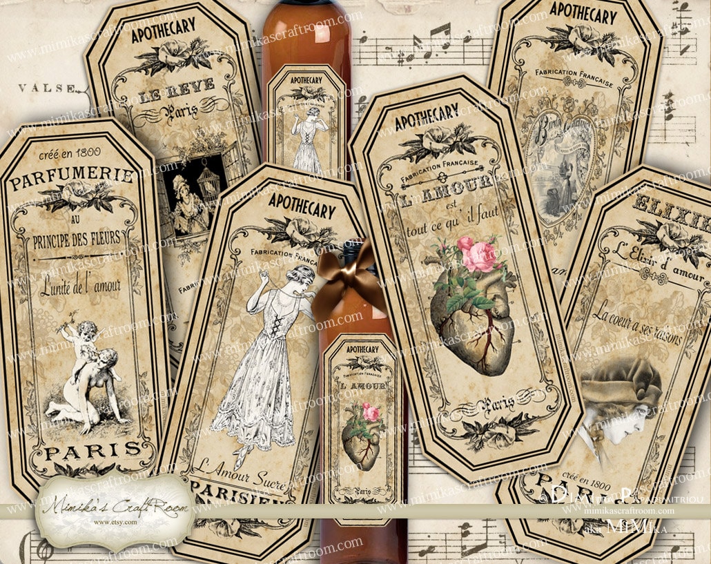 vintage apothecary labels ephemera bottle labels jar