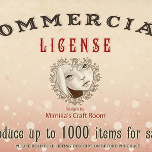 CLB EXTENDED COMMERCIAL License, per 1000 Unità, Bussiness Use, Licenza Commerciale, Digital Art License, articoli cartacei per Mimikascraftroom
