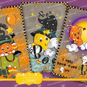 HALLOWEEN digital collage, printable sheet, halloween instant download TREAT Greeting Cards, paper craft, paper goods, Cute Digital clip art