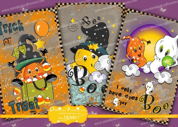 HALLOWEEN Digital Collage Printable Sheet Halloween Instant | Etsy