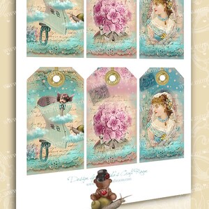 Printable Shabby Chic Gift Tags on Digital Collage Sheet, Printable ...
