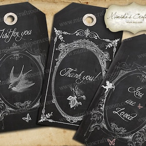 Chalkboard Printable labels tags instant download digital collage sheet