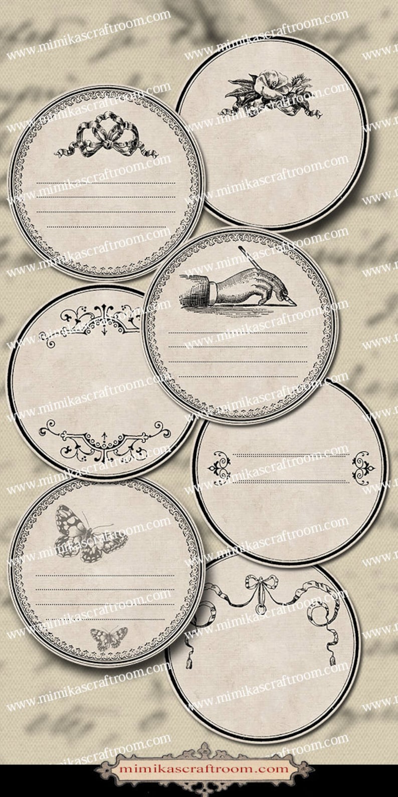 Round Labels Editable 2 Inch Circle Tags Blank Vintage Labels Instant