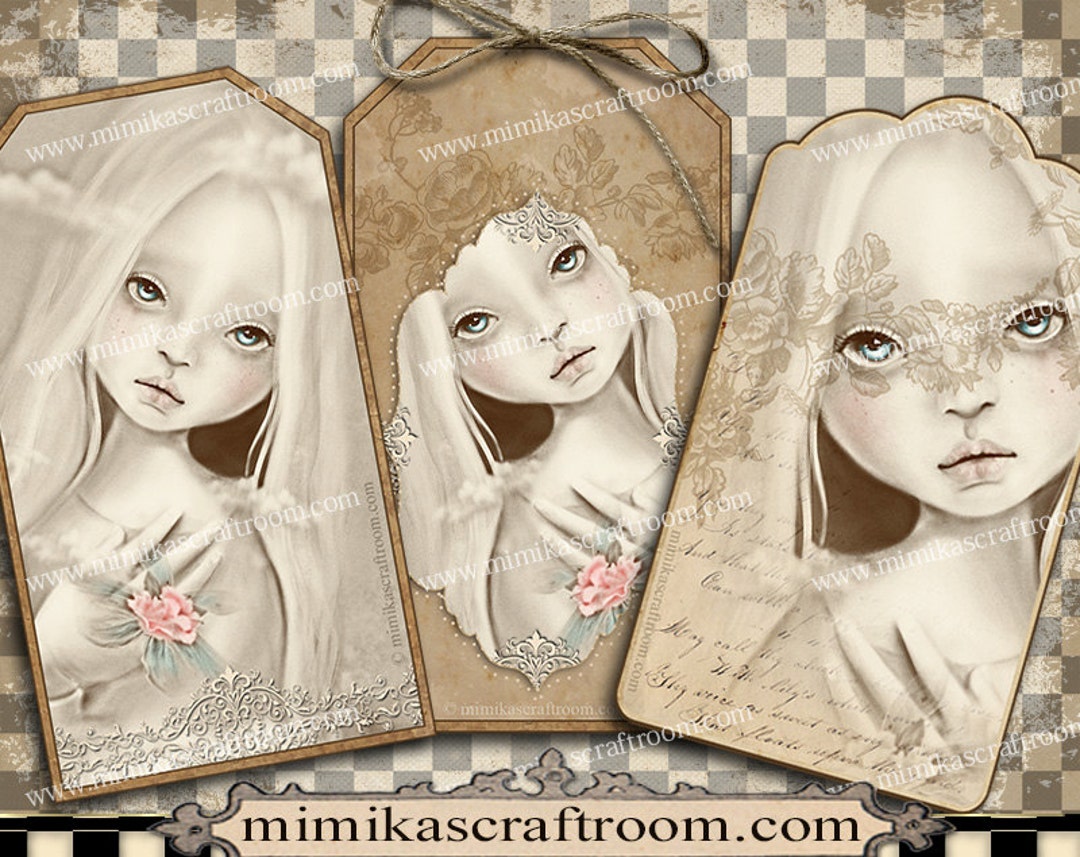 Instant DOLL Digital Cards Gift Tags, Printable Hang Tags, Aceo Cards, Digital Printable Paper ...