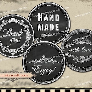 Zwart en wit Printable schoolbord labels Instant bewerkbare etiketten Tags downloaden digitale collage blad