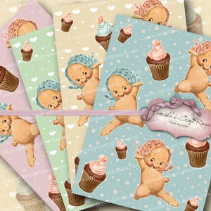 Vintage Kewpies baby doll digital collage sheet background digital paper pack scrapbook paper craft -INSTANT DOWNLOAD