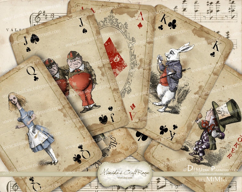 Alice within just Wonderland participating in playing cards printable electronic collage sheet image regarding Printable Playing Card Stock referred to as Alice in just Wonderland taking part in playing cards printable electronic collage sheet