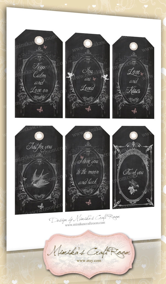 Chalkboard Printable Labels Tags Instant Download Digital Collage Sheet ...