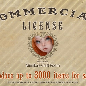 Licenza COMMERCIALE ESTESA CLC, per 3000 unità, Uso commerciale, Licenza commerciale, Licenza d'arte digitale, articoli cartacei per Mimikascraftroom