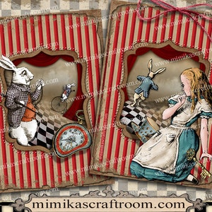 Alice in Wonderland Digital Collage Sheet, ACEO cards, digital paper, Alice party, printable paper, Instant Download, scrapbook images