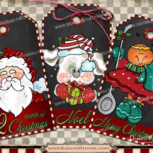 Christmas digital tags collage sheet, printable gift tags, Holiday decoration cards, labels, Christmas digital paper goods, instant download